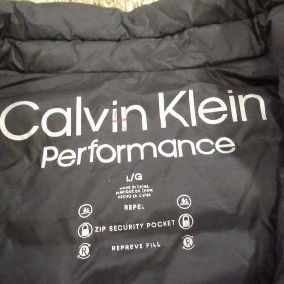 Calvin Klein Performance‎ Puffer Jacket Women's Large Black Reprive Fill Quilted - Picture 6 of 10